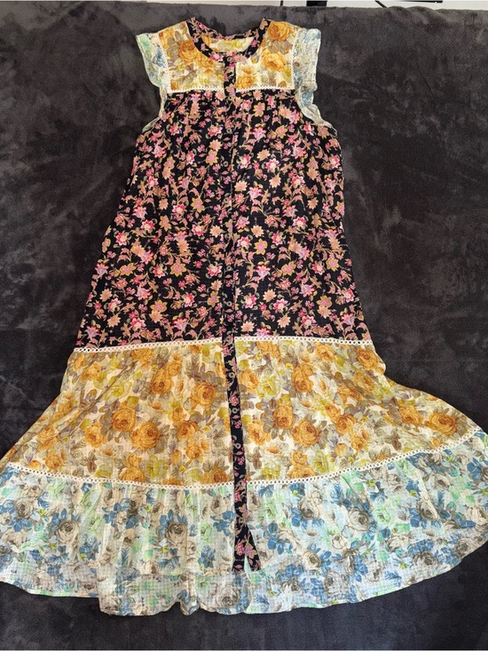 Anthropologie Dresses & Skirts - Anthropologie Womens Mixed Floral Tiered Maxi Dress Patchwork Boho Western